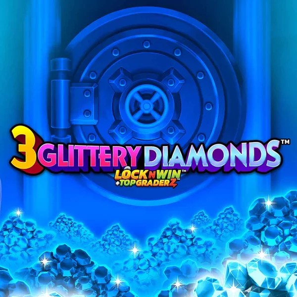 3 Glittery Diamonds online game logo by PearFiction Studios on spinnjoys.com