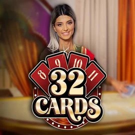 32 Cards online game logo by Ezugi on spinnjoys.com
