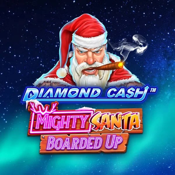 Official Slots logo: Diamond Cash Mighty Santa Boarded Up by Greentube at Spinjoys Casino