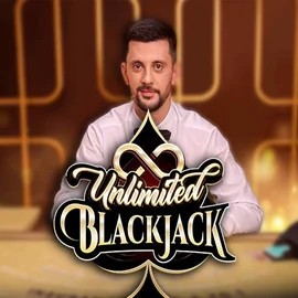 Unlimited Blackjack online game logo by Ezugi on spinnjoys.com